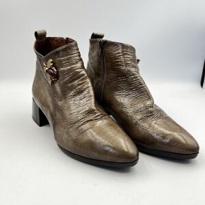 Hispanitas Guinivere Bootie Bee Embellished Brown Leather Sz 35 EU 5 US Spain